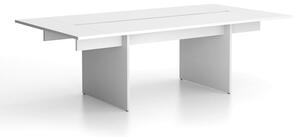 Stół konferencyjny SOLID + 2x rozszerzenie blatu, 240x125 cm, biały