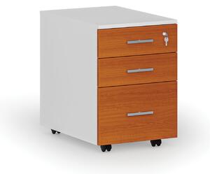 Kontenerek biurowy mobilny na teczki zawieszkowe PRIMO WHITE, 3 szuflady, biały/czereśnia