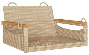 Ławka bujana, beżowa, 63x62x40 cm, polirattan