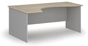 Ergonomiczne biurko PRIMO GRAY, 180x120 cm, lewe, szary/dąb naturalny