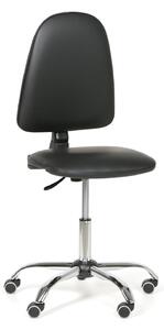 Mobilne krzesło warsztatowe TORINO bez podłokietników, stały kontakt, miękkie kółka, kolor czarny