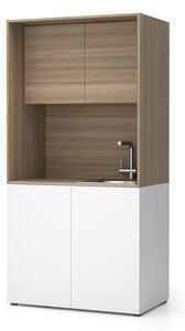 Kuchnia biurowa NIKA ze zlewem i kranem 1000 x 600 x 2000 mm, dąb naturalny, prawe