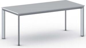 Stół konferencyjny do biura PRIMO INVITATION, 180x80 cm, szaro-srebrna podstawa, szary