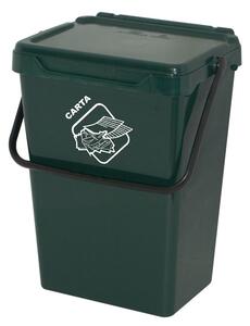 Kosz plastikowy na śmieci do segregacji, 35 l, ciemnno-zielony