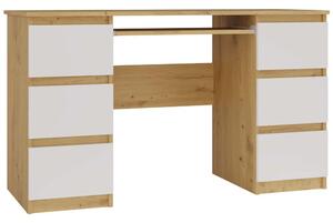 Duże biurko gabinetowe z szufladami dąb artisan + biały C1-M25