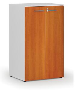Szafa biurowa z drzwiami PRIMO WHITE, 3 półki, 800 x 640 x 1335 mm, biały/wiśnia