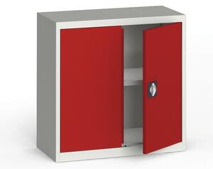 Szafa metalowa, 800 x 800 x 400 mm, 1 półka, szara/czerwona