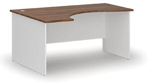 Ergonomiczne biurko PRIMO WHITE, 160x120 cm, lewe, biały/orzech