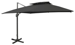 Parasol wiszący z podwójną czaszą, 300x300 cm, czarny