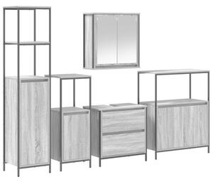 Zestaw mebli łazienkowych z półką 5 szt. szary 76.5 x 35 x 95 cm