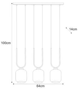 Lampa z trzema kloszami czarno-beżowa L3-B00