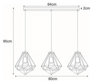 Lampa wisząca potrójna czarna G8-A42