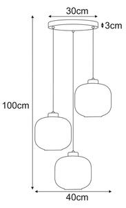 Lampa wisząca z trzema szklanymi kloszami grafitowa P9-R44