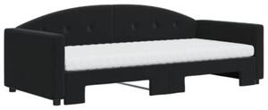 Sofa rozsuwana z materacami, czarna, 90x200 cm, aksamit