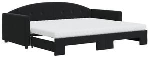Sofa rozsuwana z materacami, czarna, 90x200 cm, aksamit