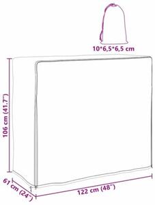 Pokrowiec na ruszt do drewna kominkowego wodoodporny 61 x 122 x 106 cm czarny