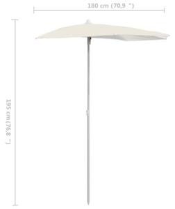 Półokrągły parasol ogrodowy na słupku, 180x90 cm, piaskowy