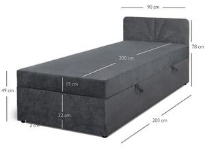 Tapicerowany szary tapczan z pojemnikiem S3-H80