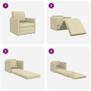 Sofa bed kremowy 74 x 77 x 81 cm sztuczna skÃ³ra