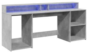 Podświetlane biurko 200 cm betonowa szarość P5-E55