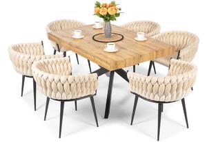 Komplet glamour do jadalni 6-osobowy: stół rozkładany BOSTON i krzesła ROSA - beżowy