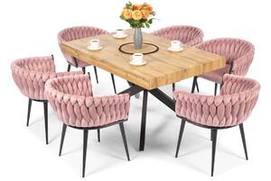 Komplet glamour do jadalni 6-osobowy: stół rozkładany BOSTON i krzesła ROSA - pudrowy róż