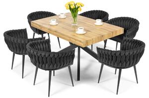 Komplet glamour do jadalni 6-osobowy: stół rozkładany BOSTON i krzesła ROSA - czarny