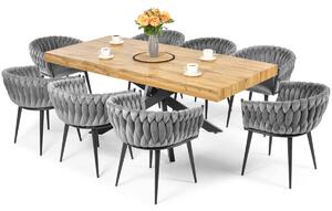 Komplet glamour do jadalni 8-osobowy: stół rozkładany BOSTON i krzesła ROSA - szary