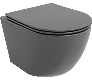 Mexen Lena miska wc Rimless z deską wolnoopadającą slim, duroplast, szara ciemna mat - 30224071