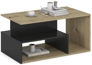 Ława prostokątna do salonu dąb artisan + czarny N8-K75