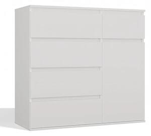 Biała nowoczesna komoda z szufladami i półkami 100cm B4-D90