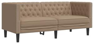 Sofa chesterfield, 2-os., cappuccino, sztuczna skÃ³ra
