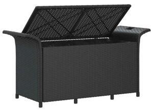 Ławka ogrodowa z poduszką, czarna, 116x46x57 cm, polirattan