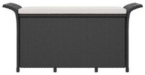 Ławka ogrodowa z poduszką, czarna, 116x46x57 cm, polirattan