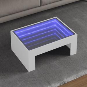 Stolik kawowy z LED infinity, biaÅy, 70x50x30 cm