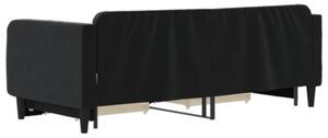 Sofa rozsuwana z szufladami, czarna, 90x200 cm, aksamit