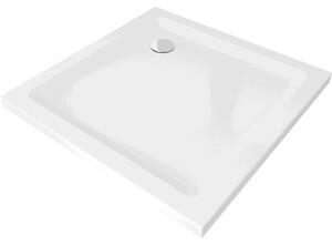 Mexen Flat brodzik kwadratowy slim 80 x 80 cm, biały, syfon chrom - 40108080
