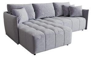 Błękitna welurowa sofa w kształcie litery L M7-M49