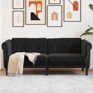Sofa dwuosobowa, czarna, aksamit