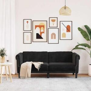 Sofa dwuosobowa, czarna, aksamit
