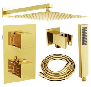 Mexen Cube DR02 zestaw prysznicowy podtynkowy z deszczownica 25 cm, złoty - 77502DR0225-50