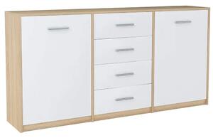 Komoda z 4 szufladami dąb sonoma + biały L9-S58