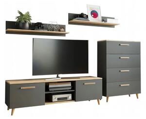 Zestaw rtv do pokoju antracyt + dąb artisan M3-E83