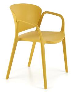 Musztardowe minimalistyczne krzesło tarasowe, ogrodowe H4-Z34