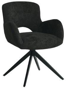 HowHomely Krzesło THEO czarny materiał - nowoczesny design, stabilne, metalowe nogi, wygodne - z funkcją automatycznego powrotu