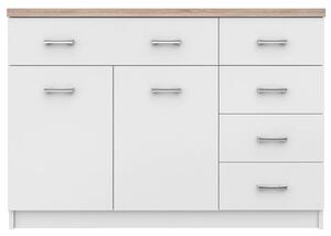 Biała komoda z szafką i 5 szufladami 120 cm T0-K67