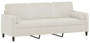 Sofa 3-osobowa z poduszkami, kremowa, 180 cm, aksamit