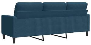 Sofa 3-osobowa, niebieski, 180 cm, tapicerowana aksamitem