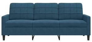 Sofa 3-osobowa, niebieski, 180 cm, tapicerowana aksamitem
