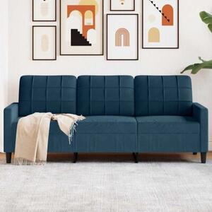 Sofa 3-osobowa, niebieski, 180 cm, tapicerowana aksamitem